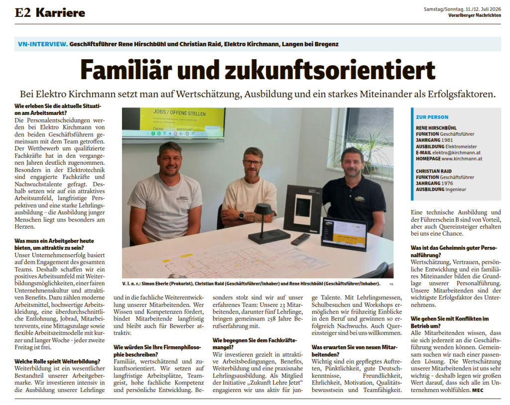 Zeitungsartikel VN Karriere